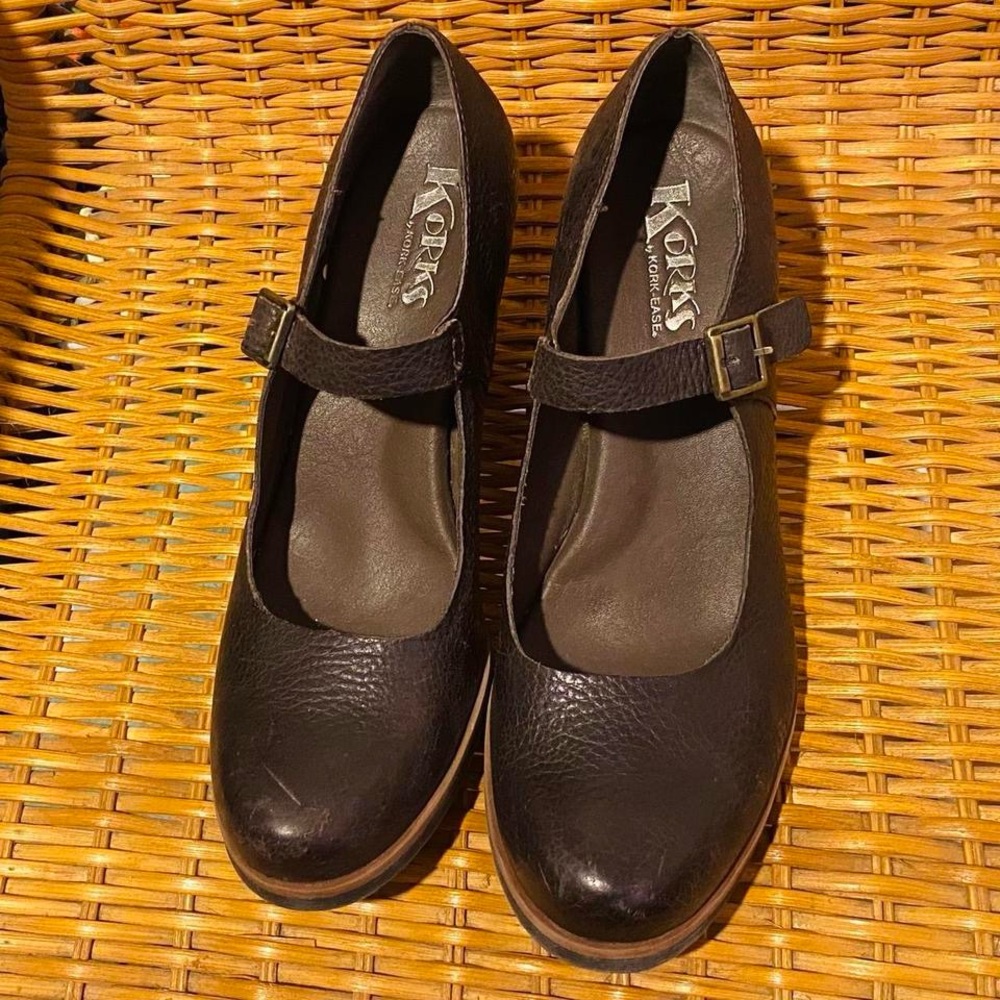 KORK-EASE BROWN LEATHER MARY JANES 10 - Picture 2 of 8